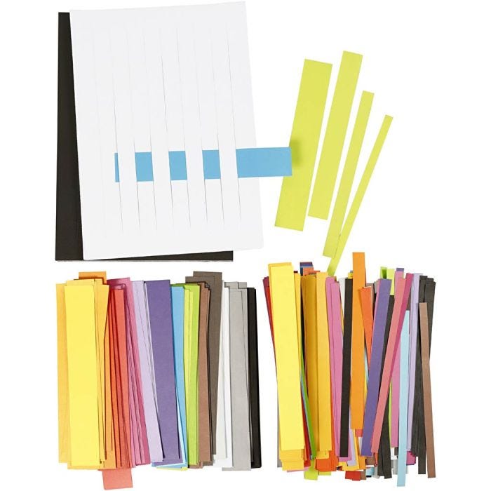 Set de quilling, L : 21 cm, L : 10+15+25+35 mm, 1 Pq.