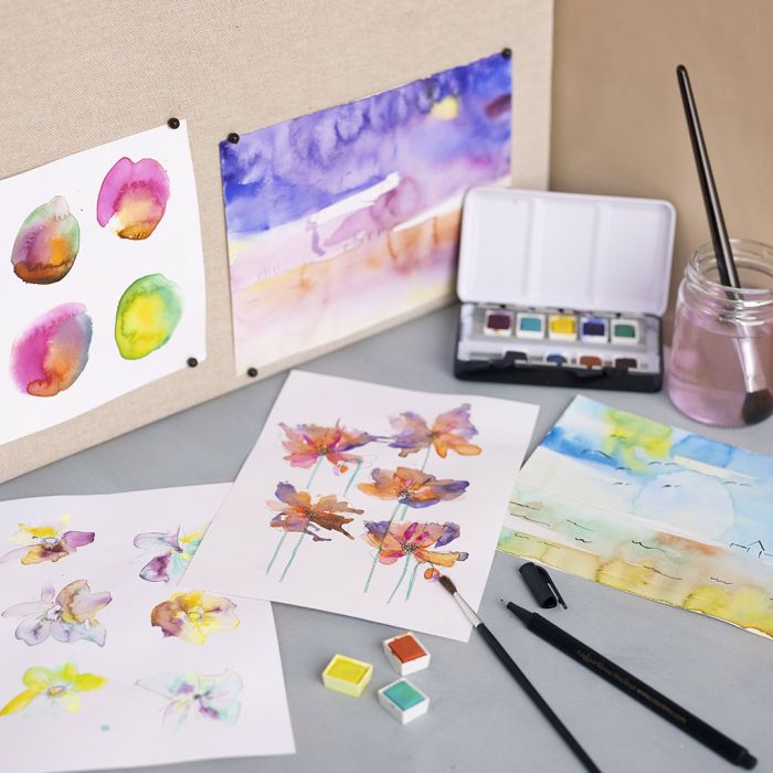 Fleurs et paysages aquarelle