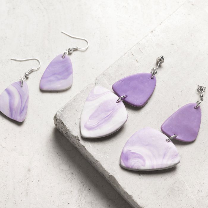 Boucles d’oreilles marbrées avec argile pour bijoux