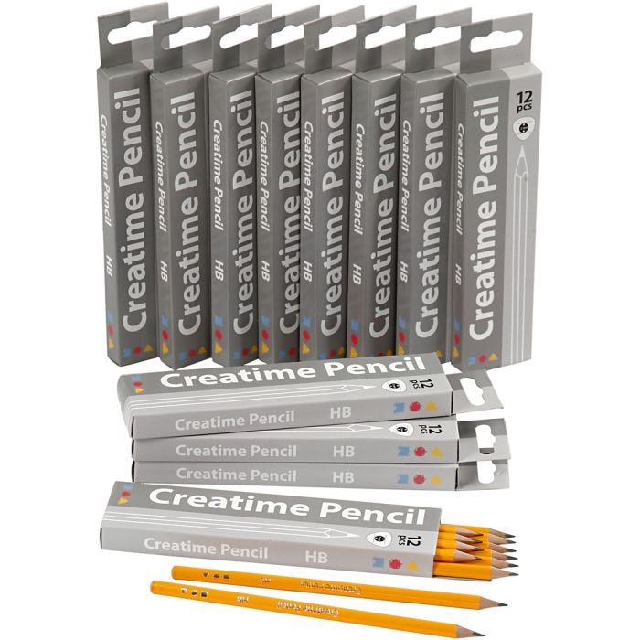 Crayons pour école, L : 17,5 cm, HB, ép. 7 mm, mine 2 mm, 12x12 pièces/ 1 Pq.