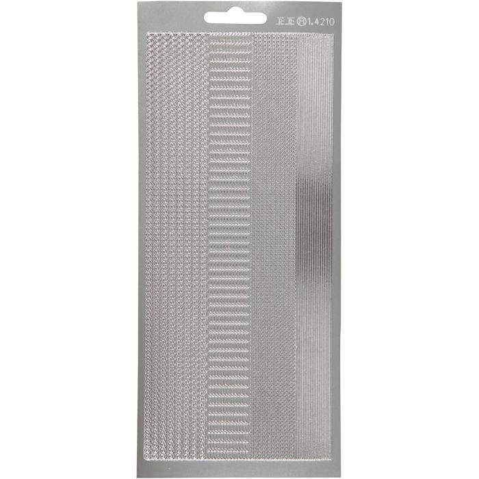 Autocollants, bordures, feuille 10x23 cm, argent, 1 flles