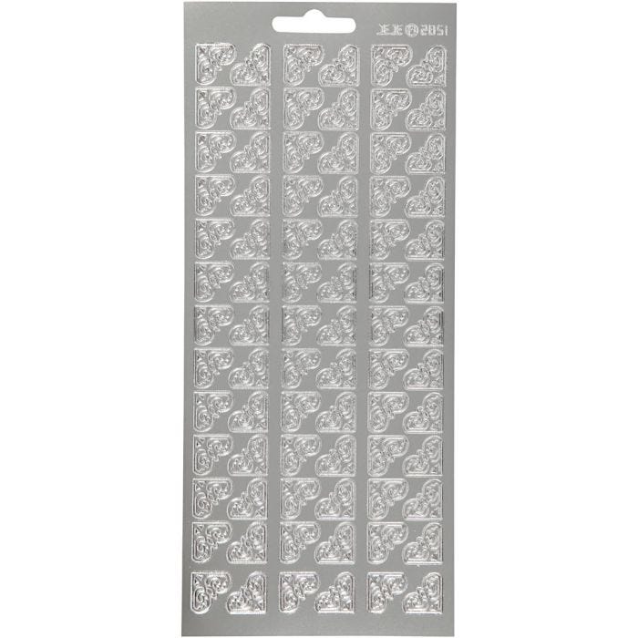 Autocollants, coins, feuille 10x23 cm, argent, 1 flles