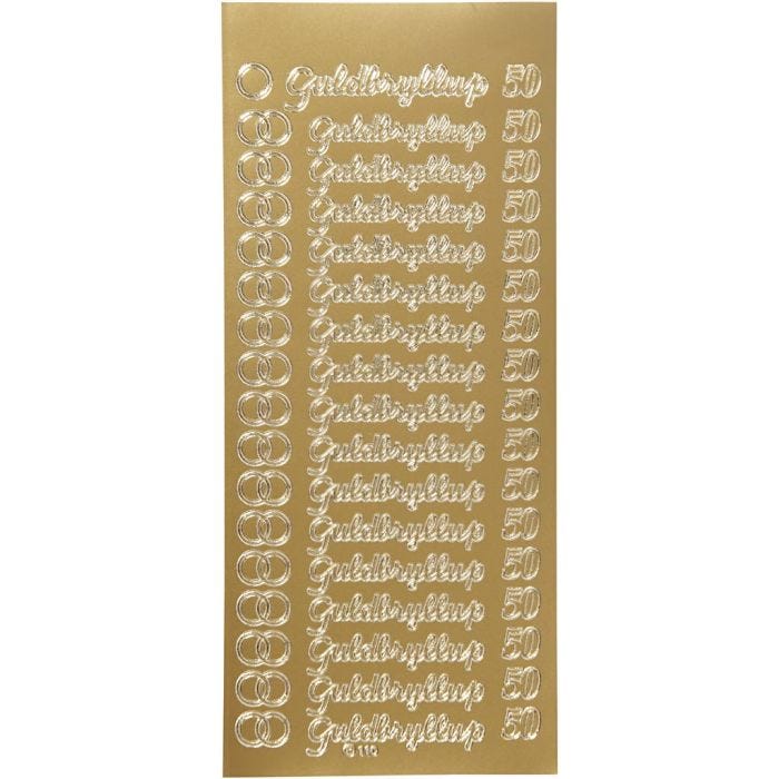 Autocollants, guldbryllup, feuille 10x23 cm, or, 1 flles