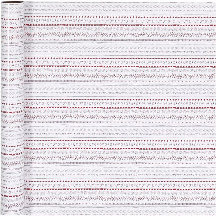Papier cadeau, doodles, L : 70 cm, 80 gr, rouge, blanc, 4 m/ 1 rouleau