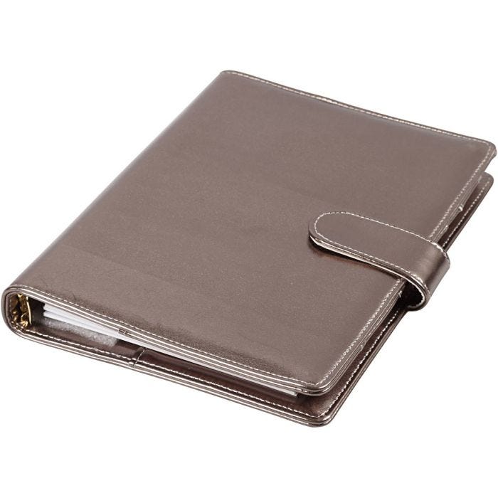 Agenda, dim. 19x23,5x4 cm, Agenda à anneaux, gris foncé métallique, 1 pièce