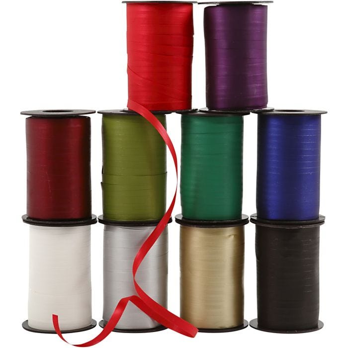 Ruban cadeau, L : 10 mm, ass. de couleurs, 10x250 m/ 1 Pq.