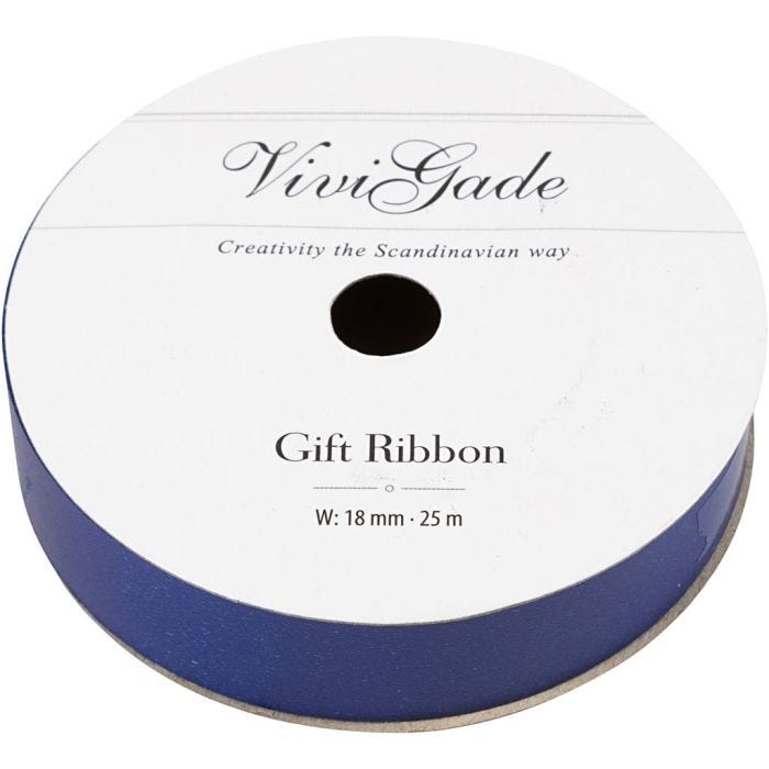 Ruban cadeau, L : 18 mm, mate, bleu, 25 m/ 1 rouleau