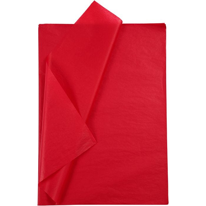 Papier de Soie, feuille 50x70 cm, 17 gr, rouge, 10 flles/ 1 Pq.