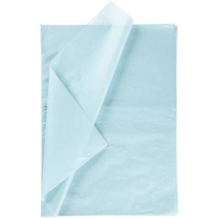 Papier de Soie, feuille 50x70 cm, 17 gr, bleu clair, 10 flles/ 1 Pq.