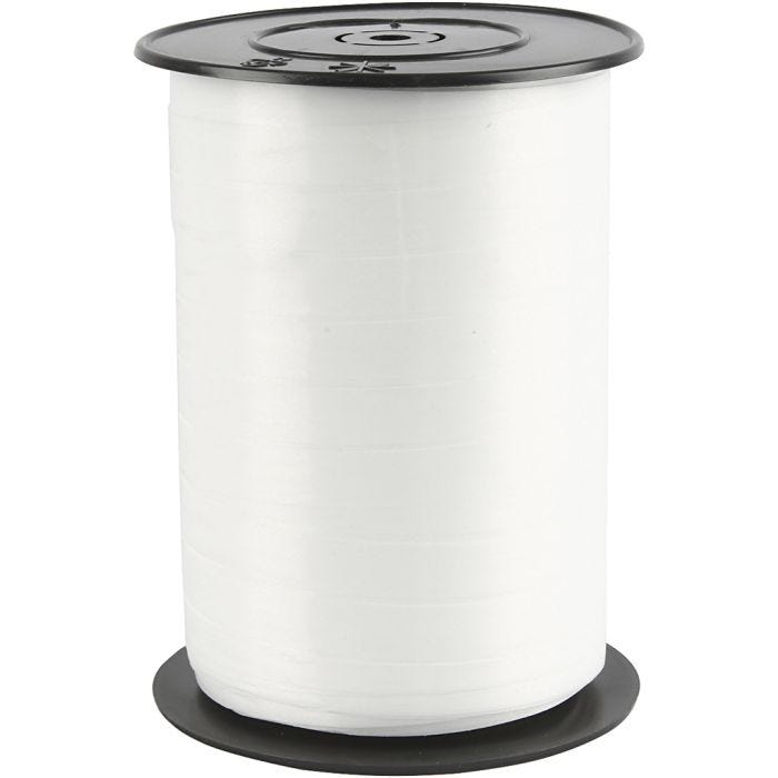 Ruban cadeau, L : 10 mm, brillante, blanc, 250 m/ 1 rouleau
