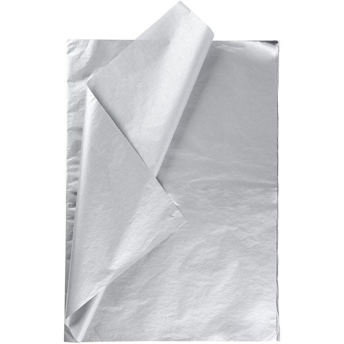Papier de soie, feuille 50x70 cm, 14 gr, argent, 25 flles/ 1 Pq.