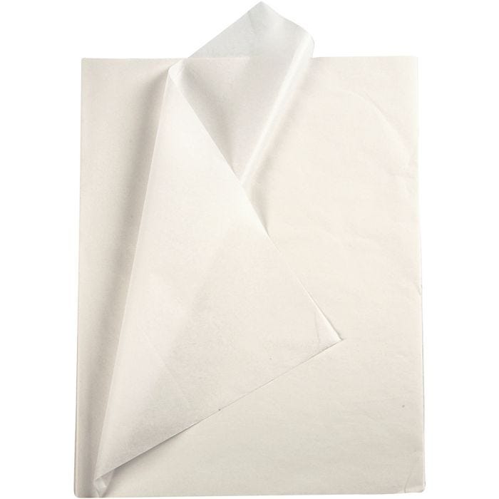 Papier de Soie, feuille 50x70 cm, 17 gr, blanc, 25 flles/ 1 Pq.