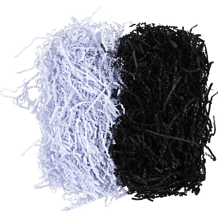 Frisure de Papier, L : 25-30 cm, L : 3 mm, noir, blanc, 2x50 gr/ 1 Pq.