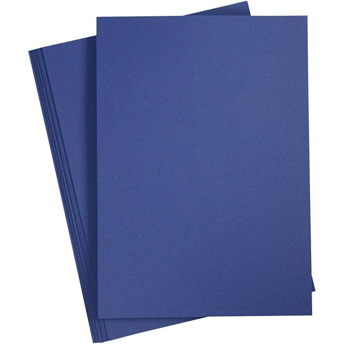 Papier Cartonné, A4, feuille 210x297 mm, 180 gr, bleu foncé, 20 flles/ 1 Pq.