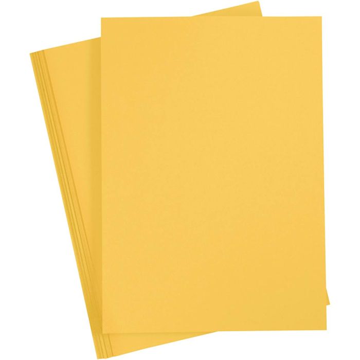 Papier Cartonné, A4, feuille 210x297 mm, 180 gr, sun yellow, 20flles/ 1 Pq.