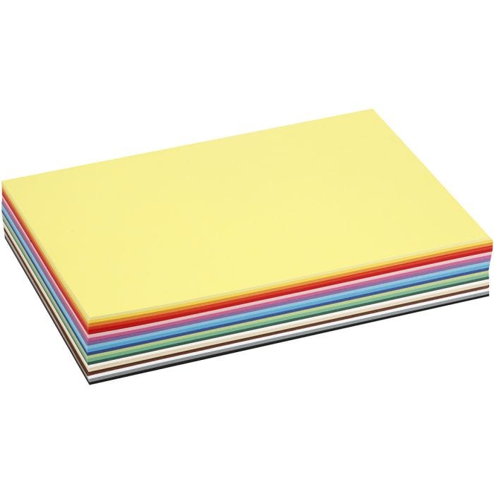 Papier Cartonné Colortime, A4, feuille 210x297 mm, 180 gr, ass. de couleurs, 300flles ass./ 1 Pq.