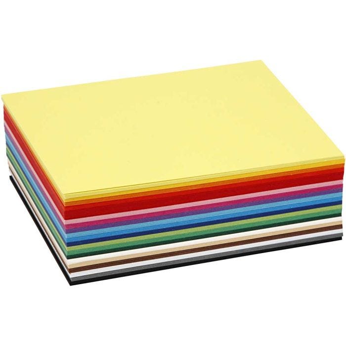 Papier Cartonné Colortime, A6, feuille 105x148 mm, 180 gr, ass. de couleurs, 300flles ass./ 1 Pq.