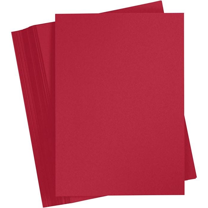Papier Cartonné, A5, 180 gr, rouge cerise, 100 flles/ 1 Pq.