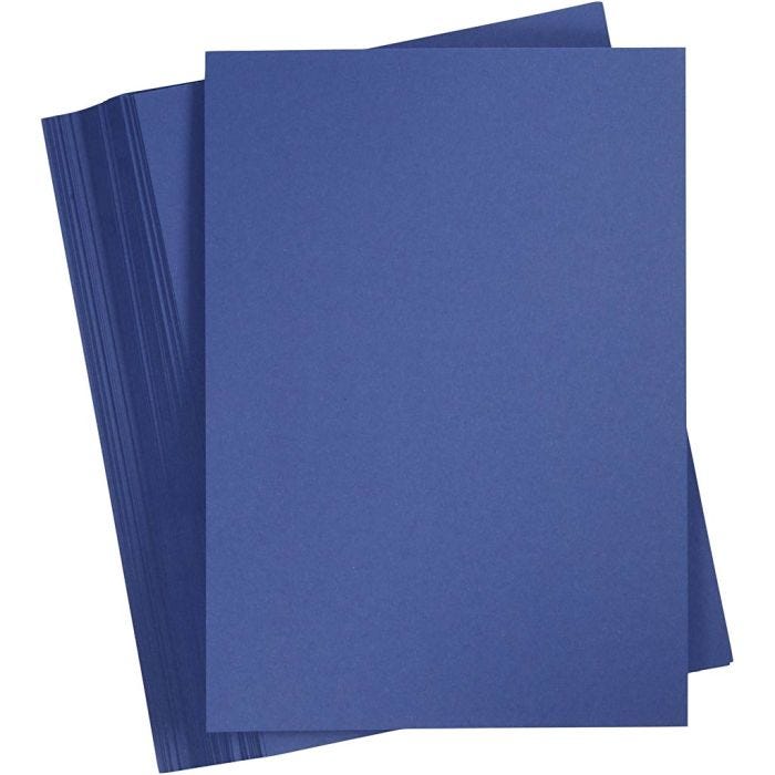 Papier Cartonné, A4, feuille 210x297 mm, 180 gr, bleu foncé, 100 flles/ 1 Pq.