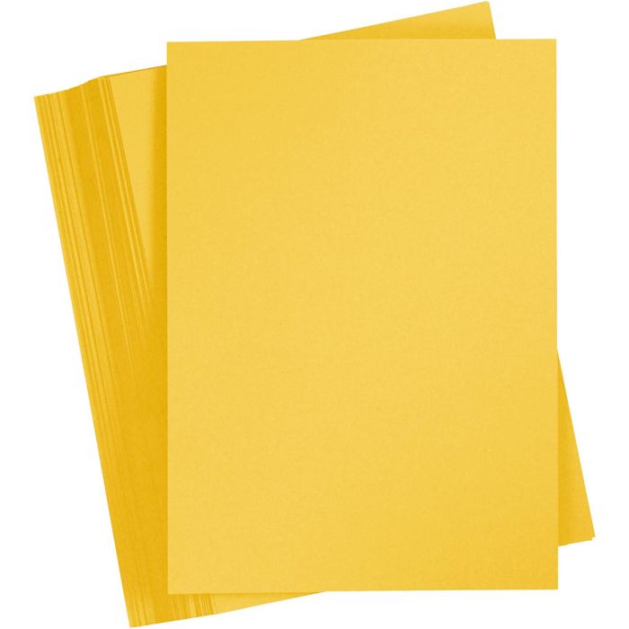Papier Cartonné, A4, feuille 210x297 mm, 180 gr, sun yellow, 100 flles/ 1 Pq.