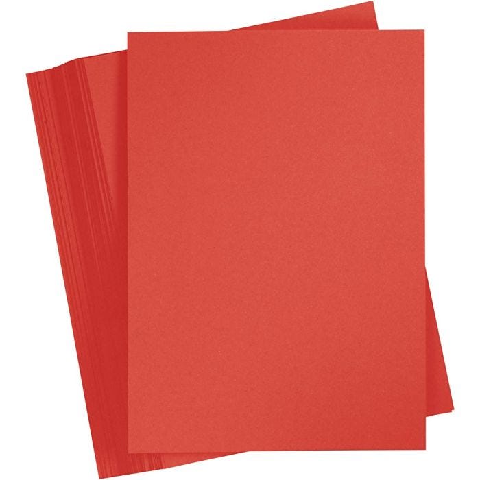 Papier Cartonné, A4, feuille 210x297 mm, 180 gr, rouge, 100 flles/ 1 Pq.