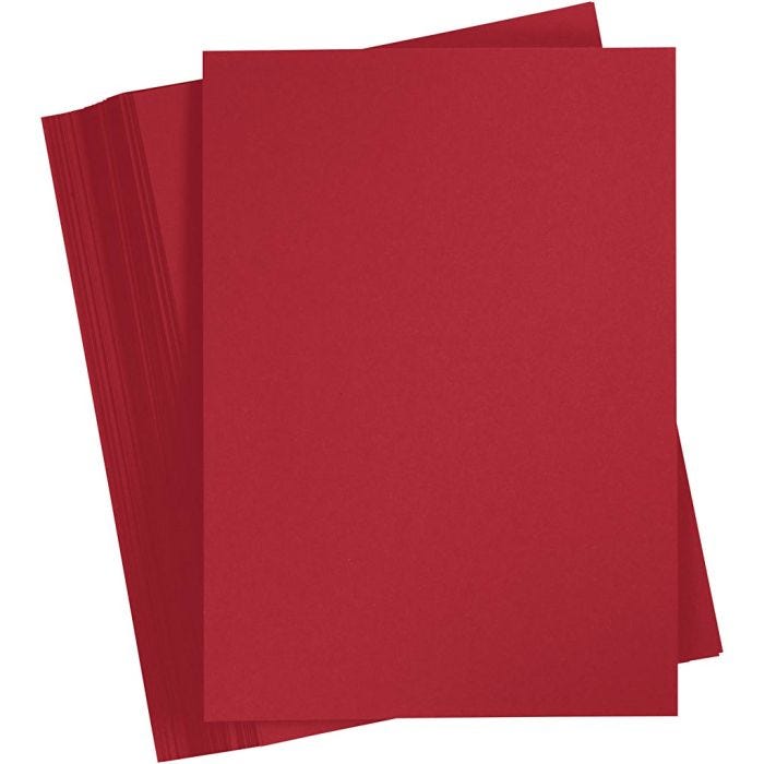 Papier Cartonné, A4, feuille 210x297 mm, 180 gr, rouge cerise, 100 flles/ 1 Pq.