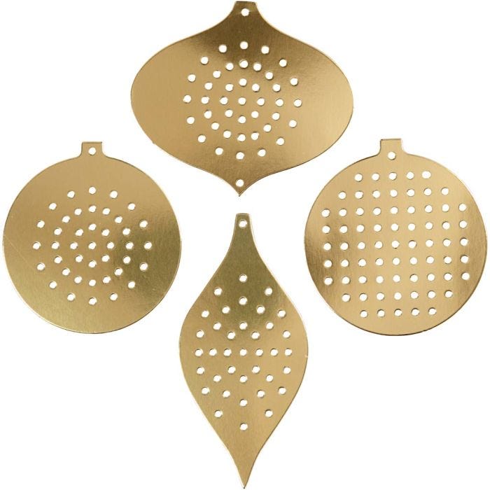 Papier cartonné pour point de croix, décoration de Noël, H : 8,5-12 cm, diamètre intérieur 3 mm, or métallique, 8 pièces/ 1 Pq.