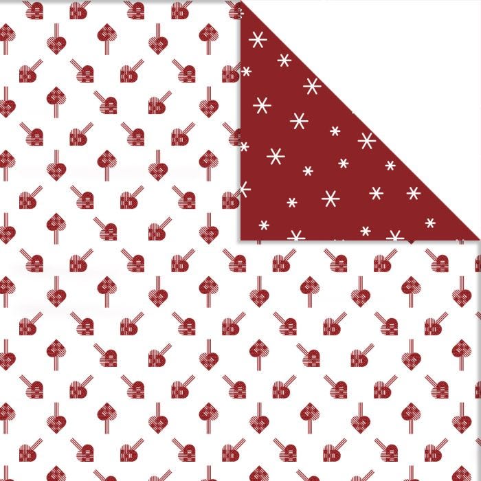 Papier Design, Coeurs et cristaux de glace, feuille 30,5x30,5 cm, 180 gr, 3 flles/ 1 Pq.