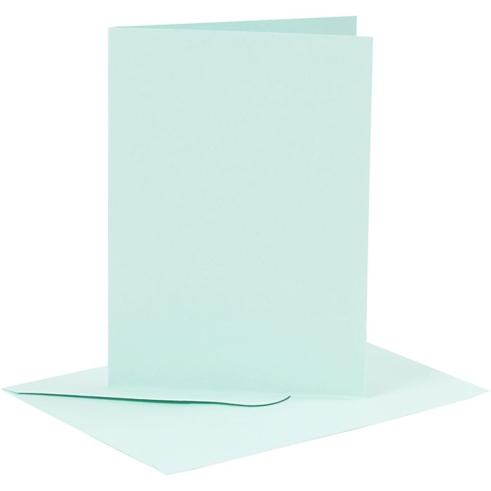 Cartes et enveloppes, dimension carte 10,5x15 cm, dimension enveloppes 11,5x16,5 cm, 110+220 gr, bleu clair, 6set/ 1 Pq.