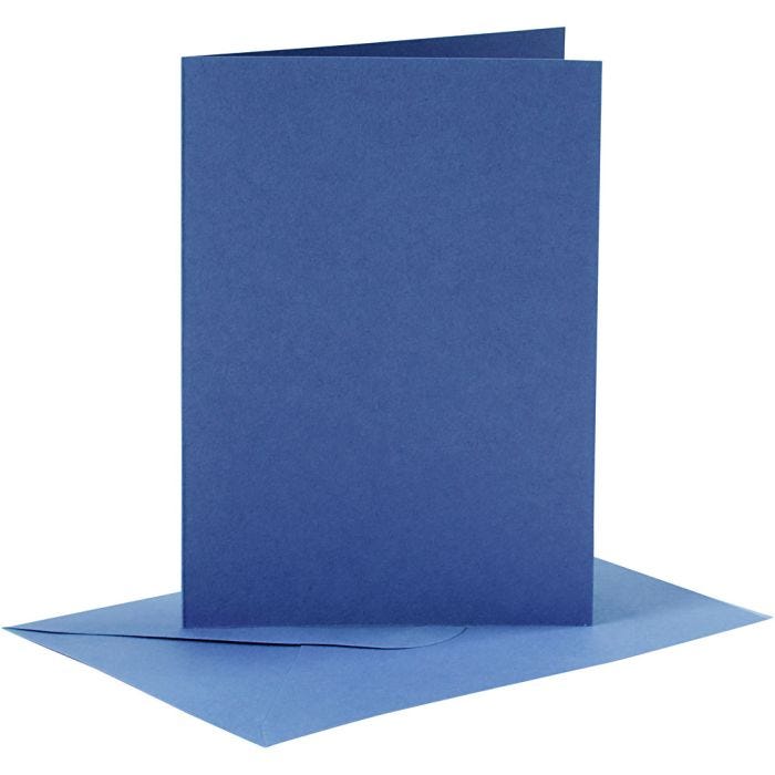 Cartes et enveloppes, dimension carte 10,5x15 cm, dimension enveloppes 11,5x16,5 cm, 110+220 gr, bleu, 6set/ 1 Pq.