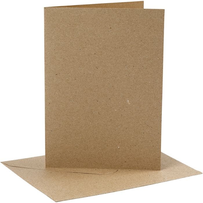 Cartes et enveloppes, dimension carte 12,7x17,8 cm, dimension enveloppes 13,3x18,5 cm, 230 gr, naturel, 4 set/ 1 Pq.