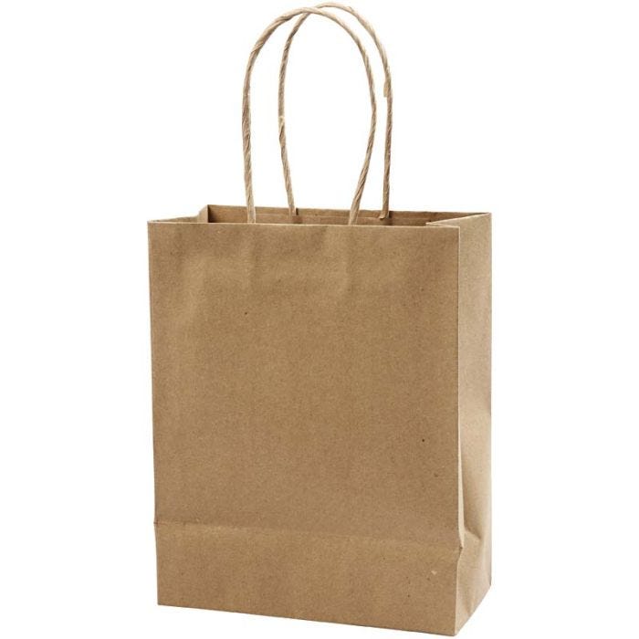 Sac en papier, H: 23 cm, L: 18x9 cm, 125 gr, brun, 10 pièce/ 1 Pq.