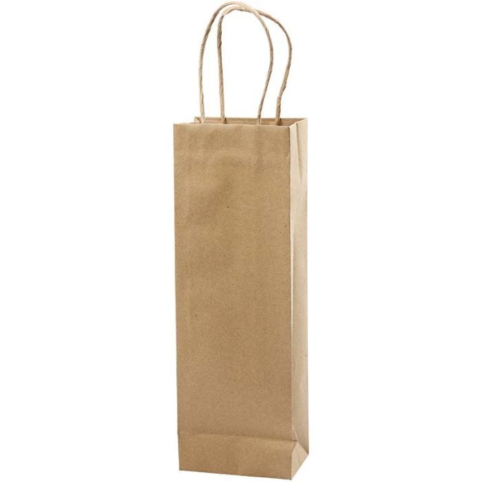 Sac en papier, H: 36 cm, L: 13x8 cm, 125 gr, brun, 10 pièce/ 1 Pq.