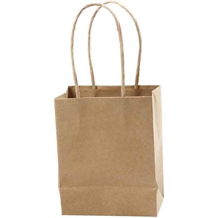 Sac en papier, H: 17 cm, L: 12x7 cm, 125 gr, brun, 10 pièce/ 1 Pq.