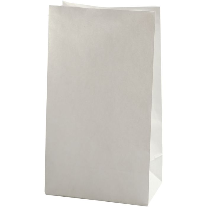 Sac en papier, H : 27 cm, dim. 9x15 cm, 46 gr, blanc, 100 pièces/ 1 Pq.