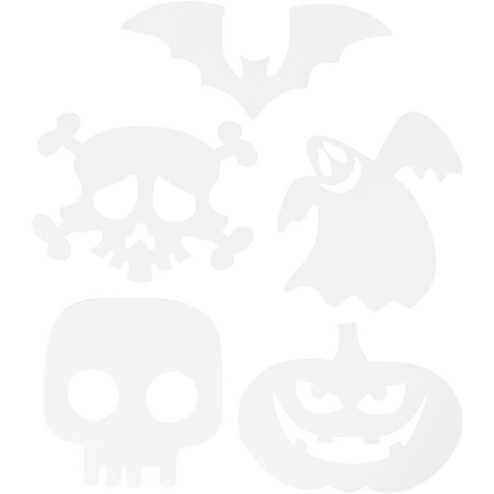 Motifs d'Halloween, dim. 25x17 cm, 230 gr, blanc, 16 pièces/ 1 Pq.