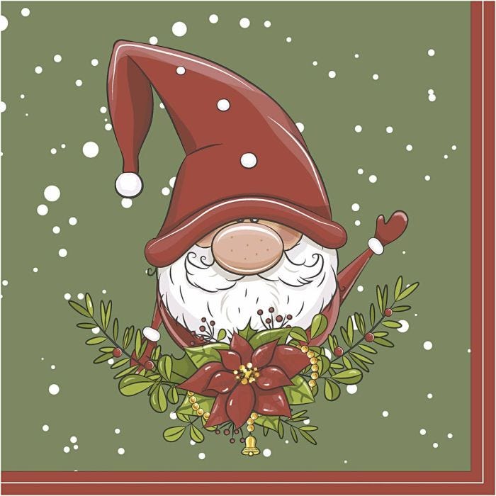 Serviettes de table, Lutins de Noël, dim. 33x33 cm, 20 pièces/ 1 Pq.