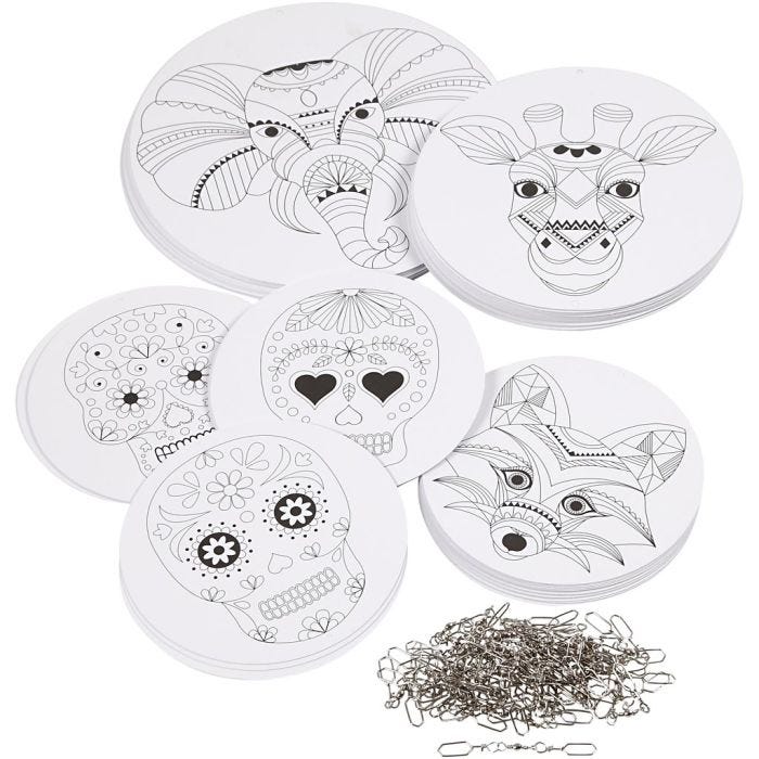 Décorations pour mobile avec motifs, d 12+15+18 cm, 300 gr, blanc, 20 set/ 1 Pq.