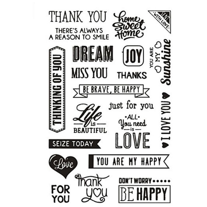 Tampons transparents, mots anglais, 11x15,5 cm, 1 flles