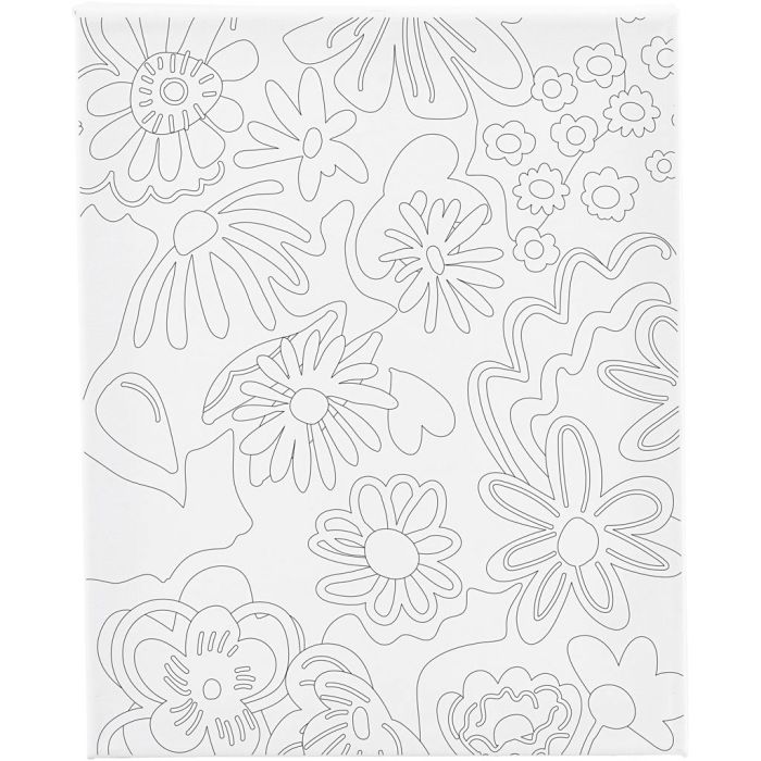 Toile de peintre imprimée, Fleurs, P: 1,6 cm, dim. 24x30 cm, 360 gr, 1 pièce