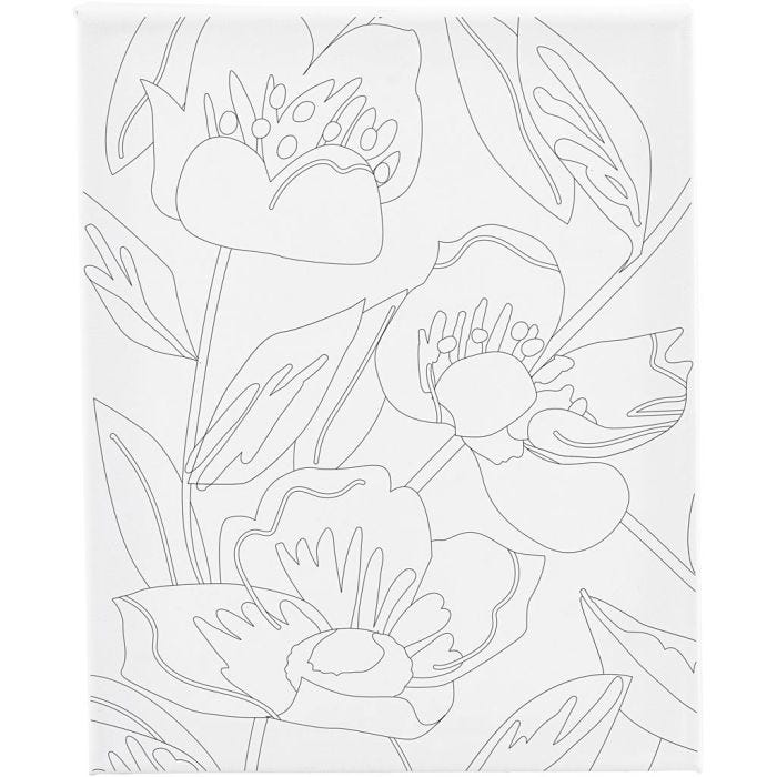 Toile de peintre imprimée, Coquelicots, P: 1,6 cm, dim. 24x30 cm, 360 gr, 1 pièce