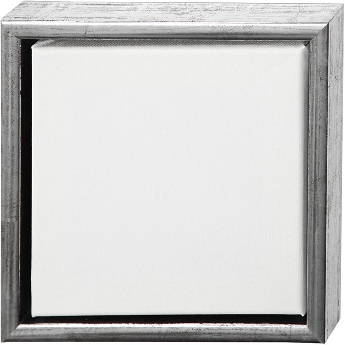 Entoile avec Cadre en Bois, dim. 20x20 cm, 360 gr, argent antique, blanc, 1 pièce