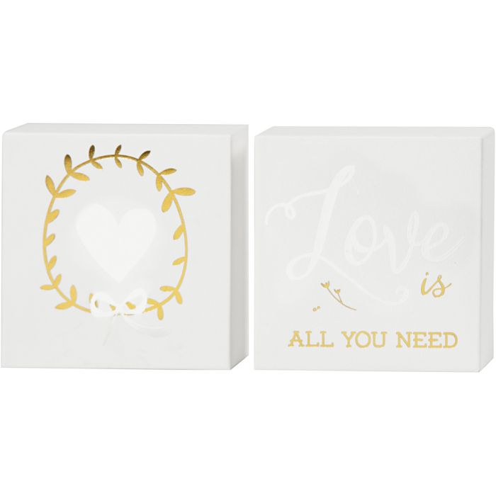 Toiles avec motifs dorés pour aquarelles, H : 10,16 cm, P: 2,54 cm, L : 10,16 cm, blanc, 2 pièces/ 1 Pq.