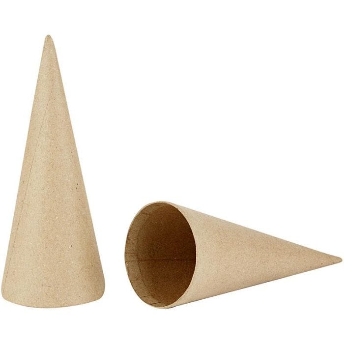 Cônes, H : 20 cm, d 8 cm, 5 pièces/ 1 Pq.