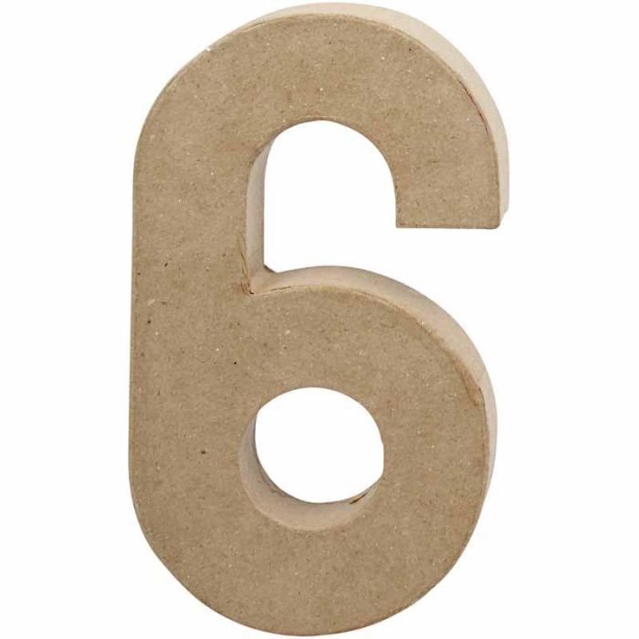 Chiffre, 6, H : 20,5 cm, L : 11,5 cm, ép. 2,6 cm, 1 pièce