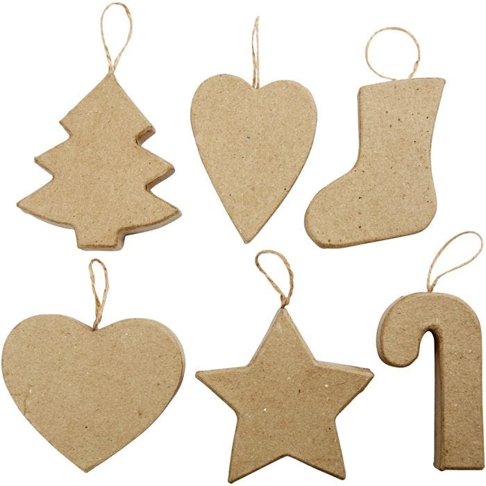 Décorations de Noël, H : 7+8 cm, 6 pièces/ 1 Pq.