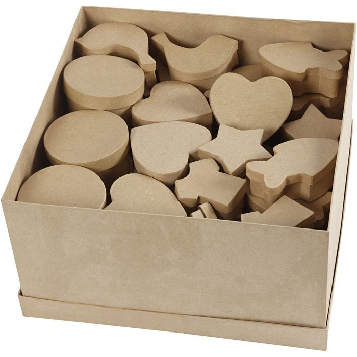 Boîtes , dim. 6-11 cm, 63 pièces/ 1 Pq.
