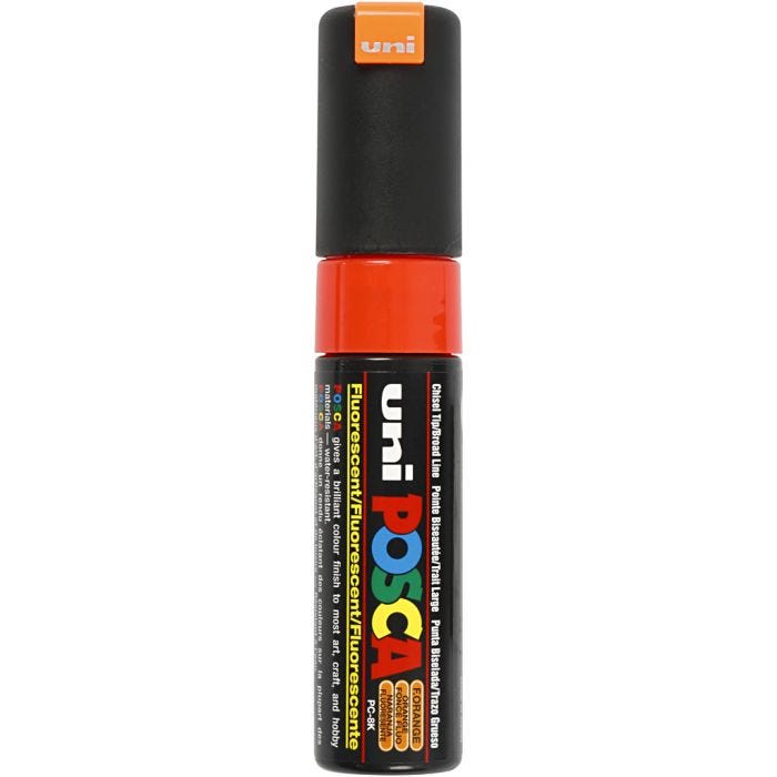 Feutre Posca, dim. PC-8K, trait 8 mm, large, orange fluo, 1 pièce