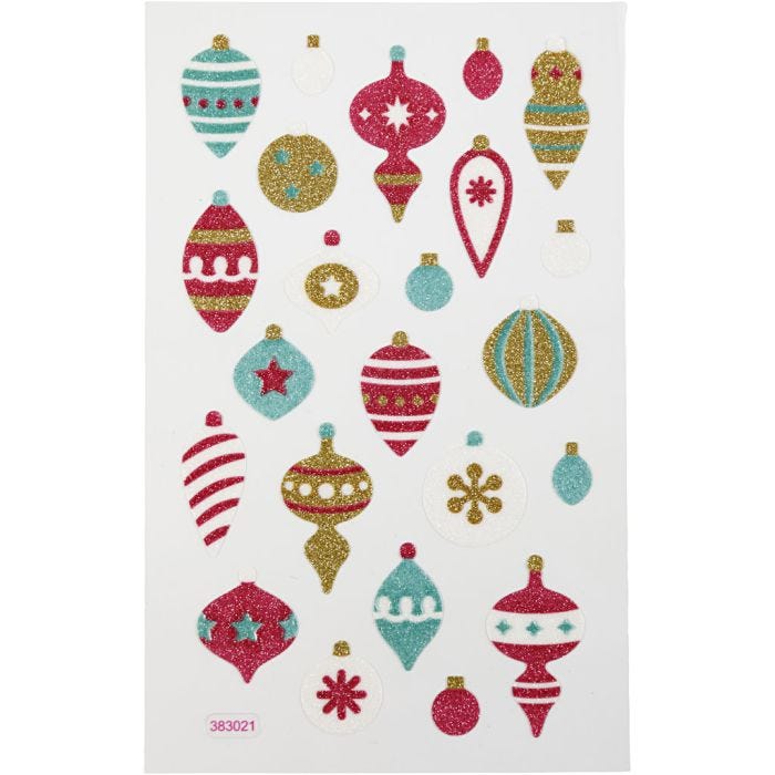 Autocollants à paillettes, décorations de Noël, feuille 10x16 cm, 1 flles