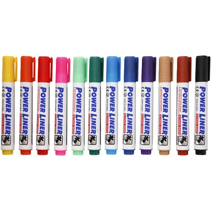 Feutres pour tableau blanc, trait 4 mm, ass. de couleurs, 12 pièces/ 1 Pq.